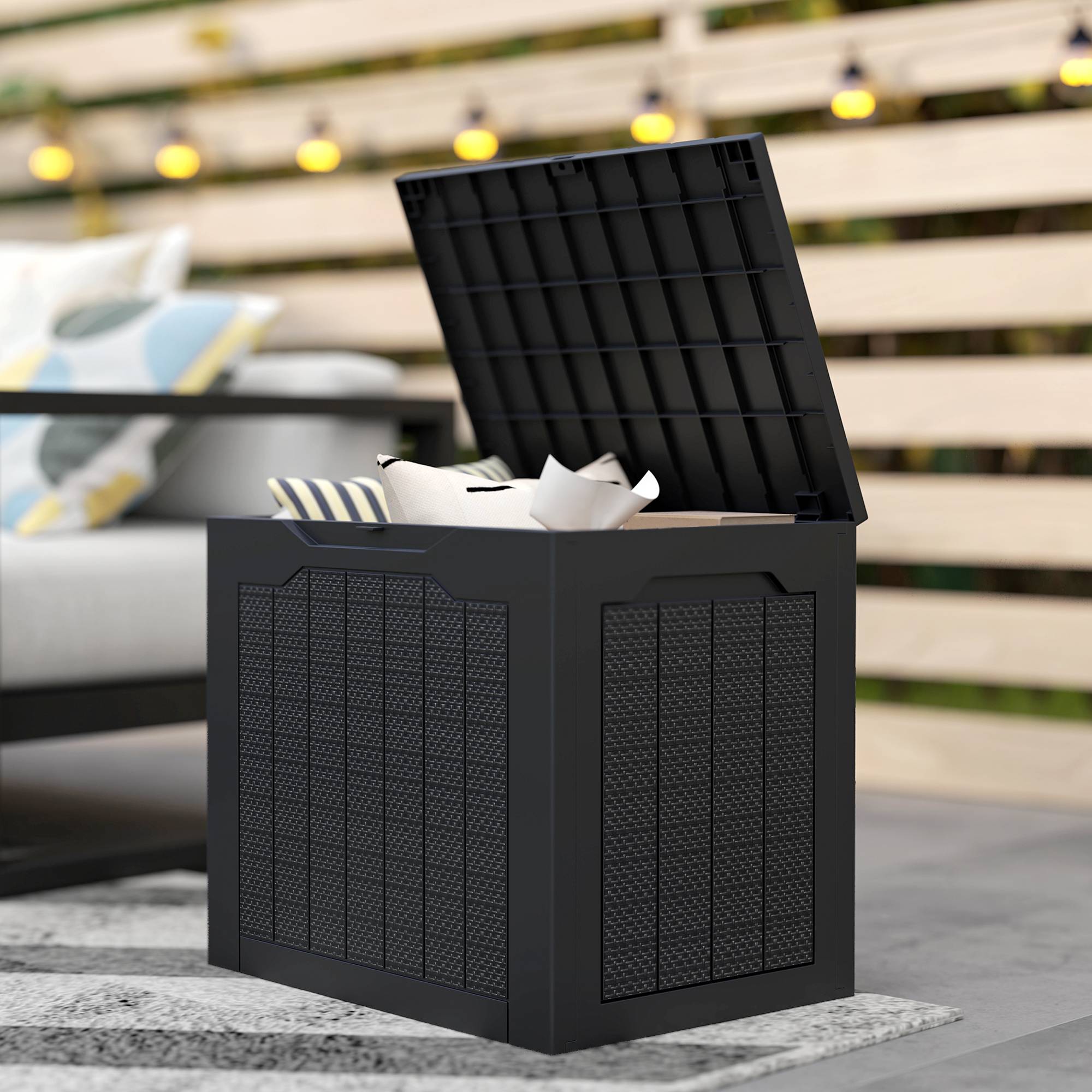 Petit coffre de jardin en plastique pour outils avec poignées 56x41x50cm Noir - ComfortXL Outdoor Living - Image 10