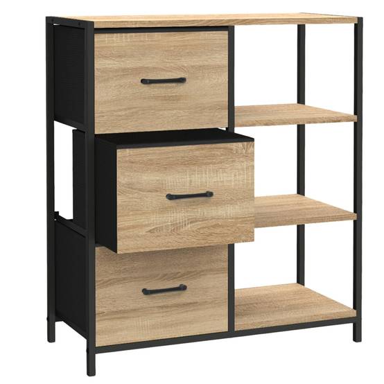 Buffet d'appoint 3 tiroirs et étagères 70 cm UTAH design industriel - Image 4