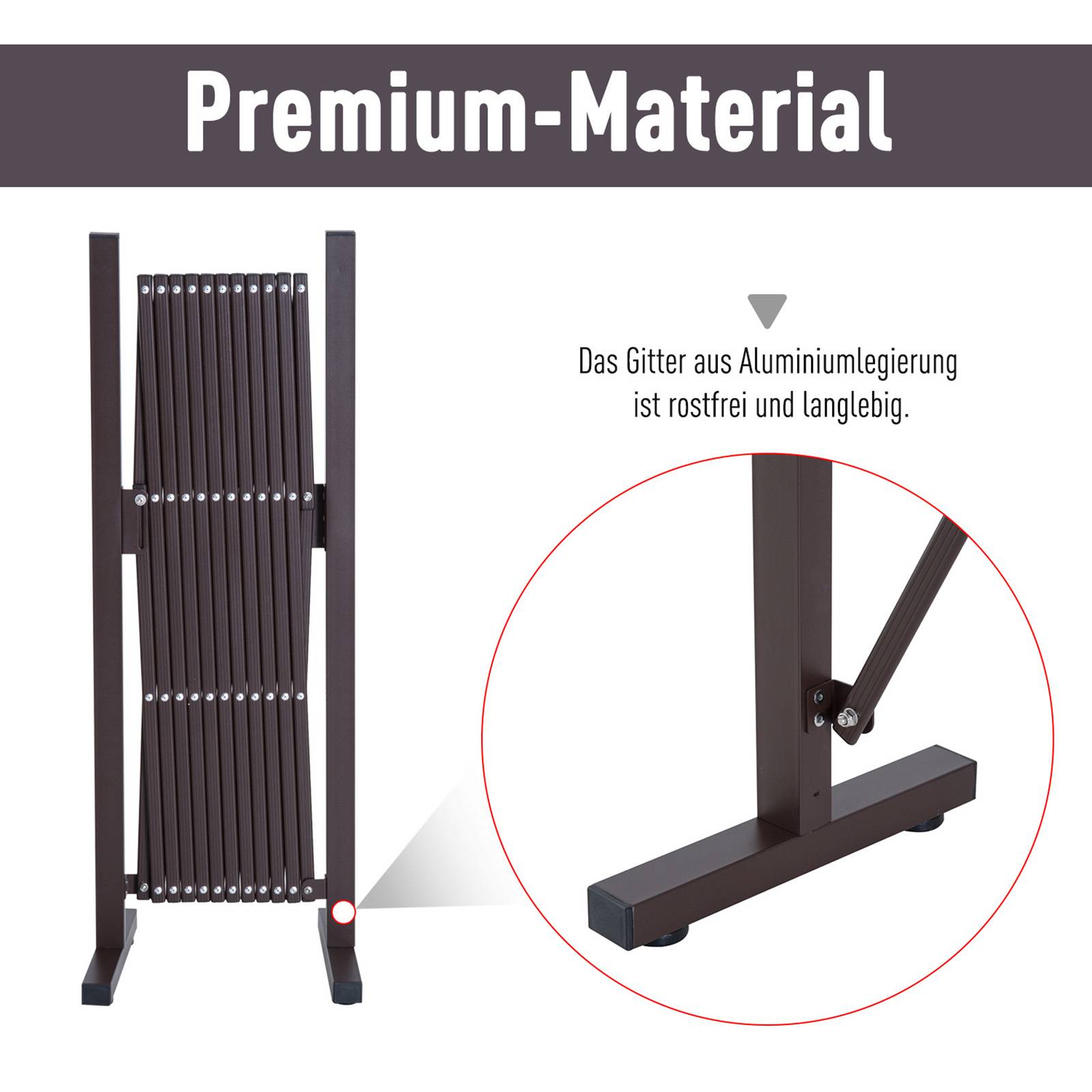 ComfortXL - Barrière extensible jardin aluminium et fer 35 à 300 cm brun foncé séparation terrasse et balcon modulable - Image 4
