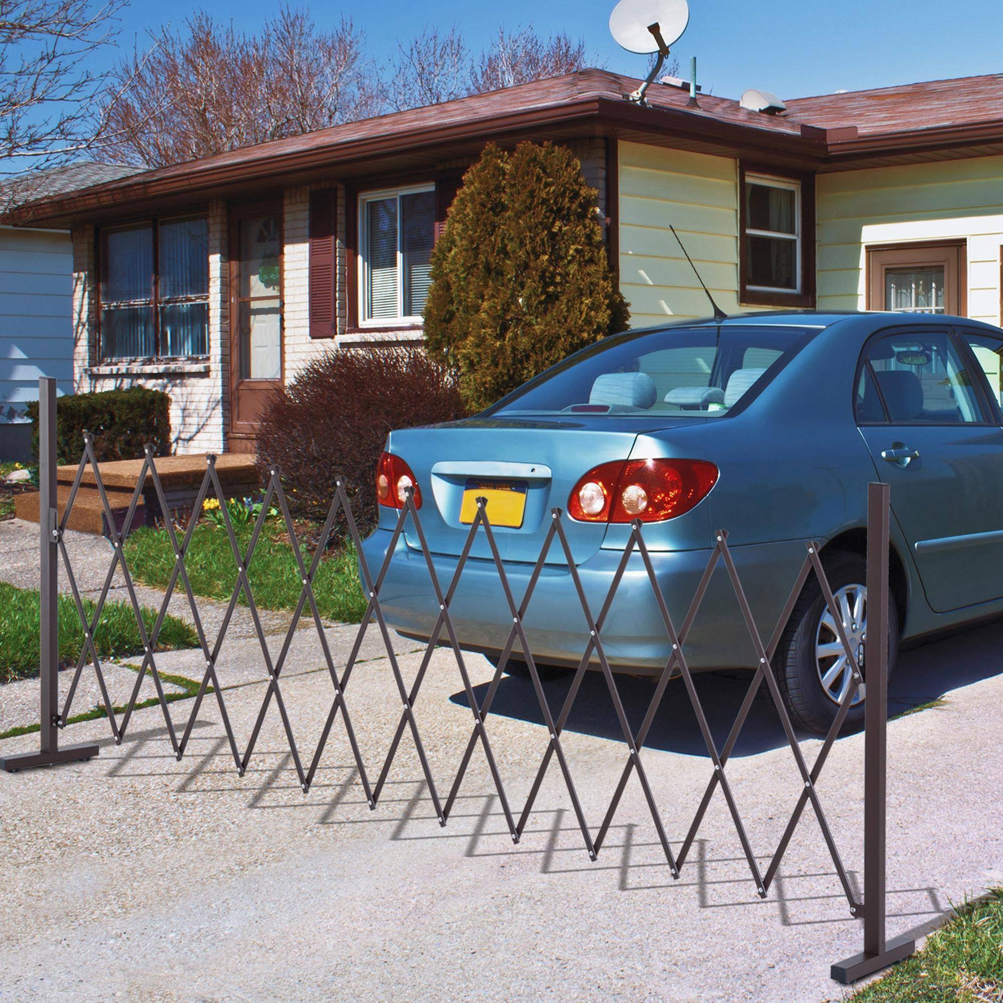 ComfortXL - Barrière extensible jardin aluminium et fer 35 à 300 cm brun foncé séparation terrasse et balcon modulable - Image 1