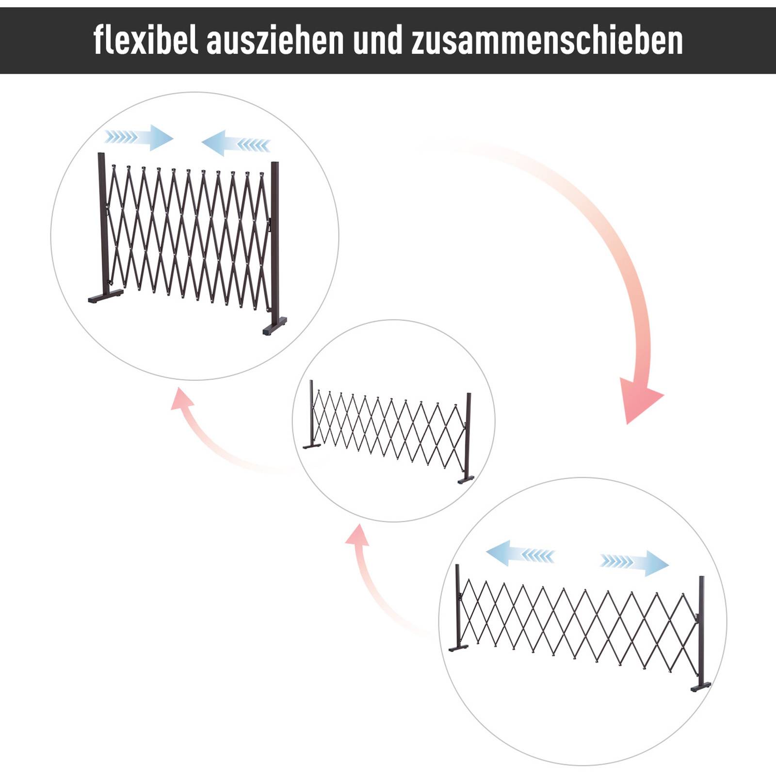 ComfortXL - Barrière extensible jardin aluminium et fer 35 à 300 cm brun foncé séparation terrasse et balcon modulable - Image 6