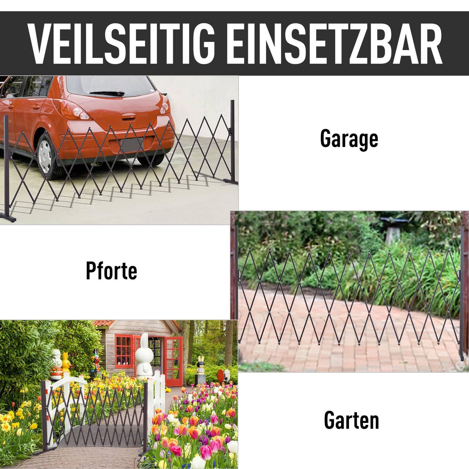 ComfortXL - Barrière extensible jardin aluminium et fer 35 à 300 cm brun foncé séparation terrasse et balcon modulable - Image 5