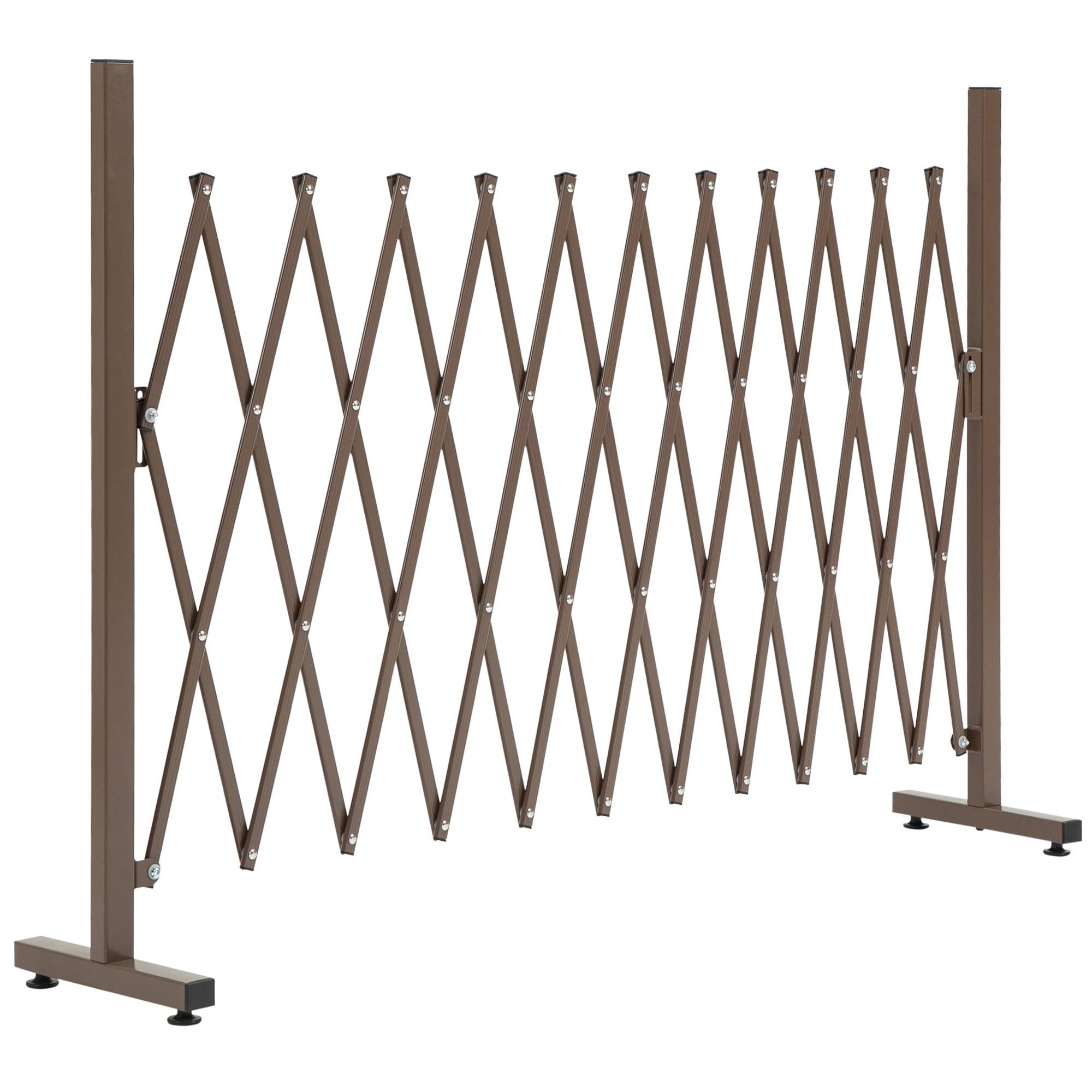 ComfortXL - Barrière extensible jardin aluminium et fer 35 à 300 cm brun foncé séparation terrasse et balcon modulable - Image 10