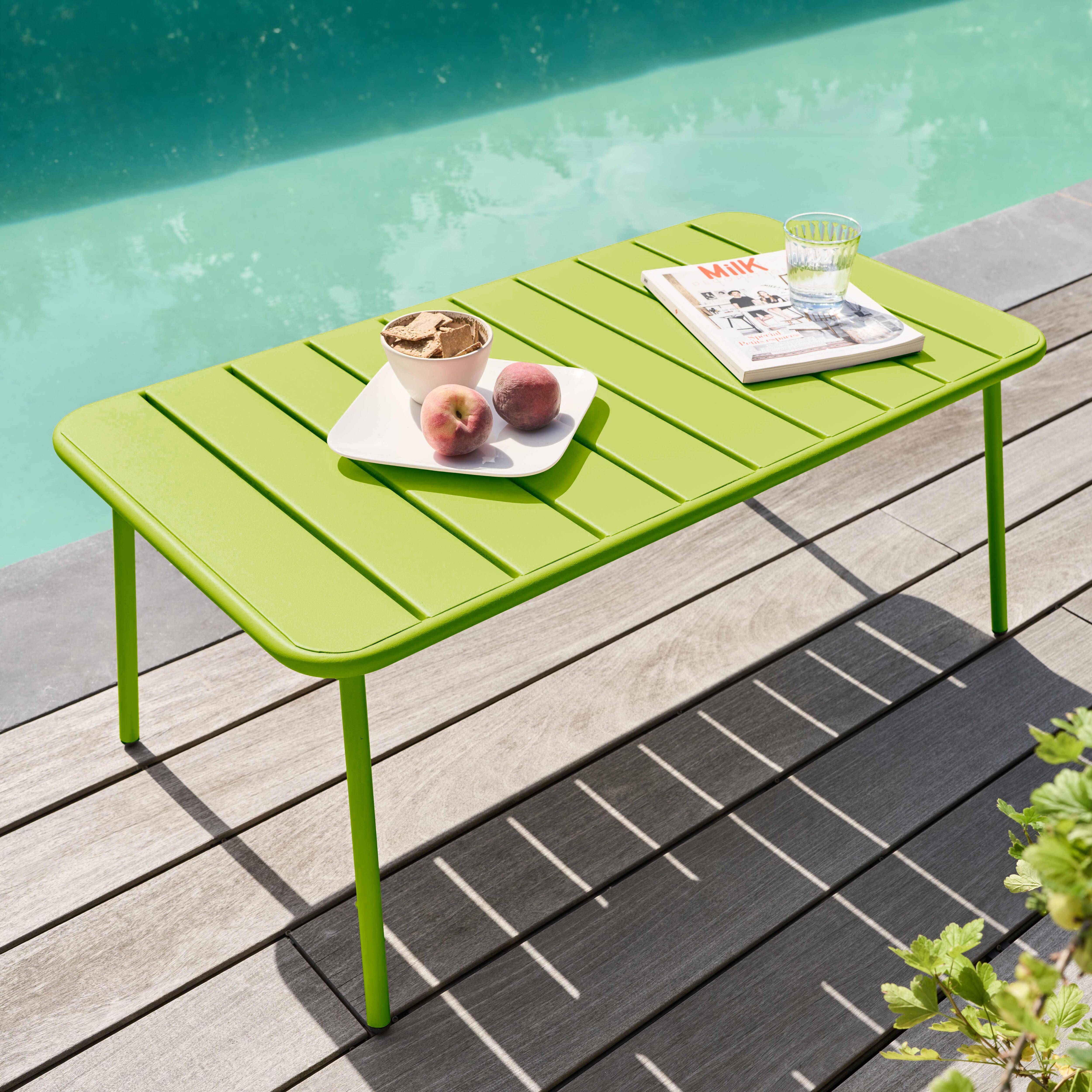 Oviala - Table basse de jardin acier vert 90 x 50 cm Palavas - Oviala - Imagen 2