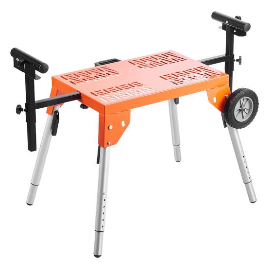 VEVOR Support scie onglet, plateau, roulettes, pliable, charge 149.7kg, hauteur réglable, chantier. - Image 9