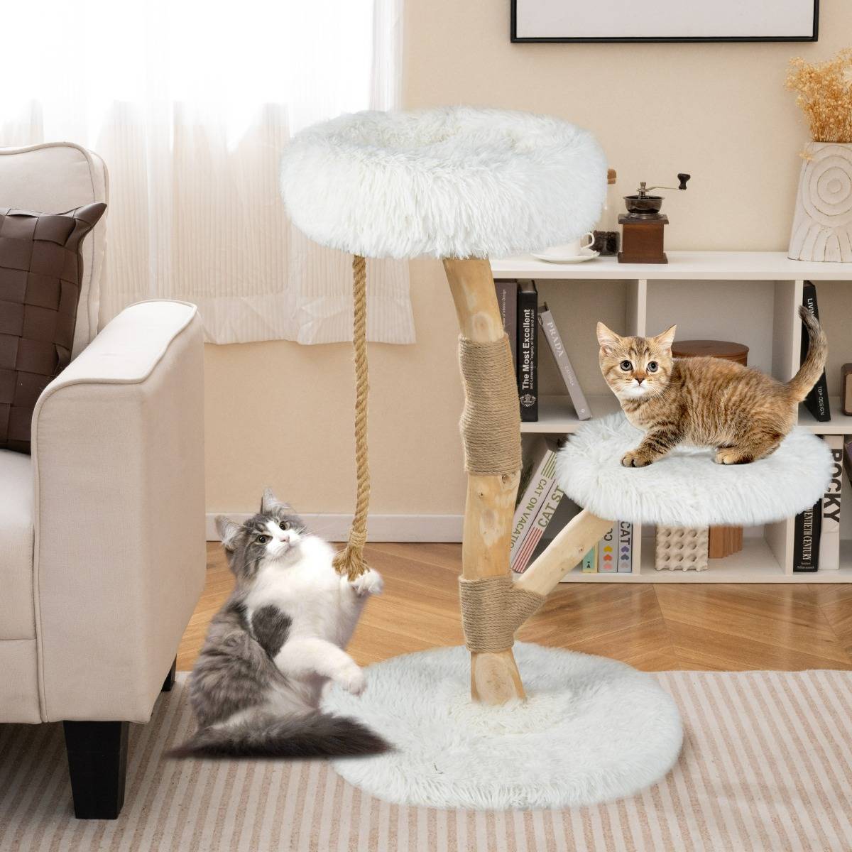 Maison Chic - Arbre à Chat Tour en Bois pour Chat avec Perchoir Centre d'Activité en Bois Massif pour Chat - Image 2