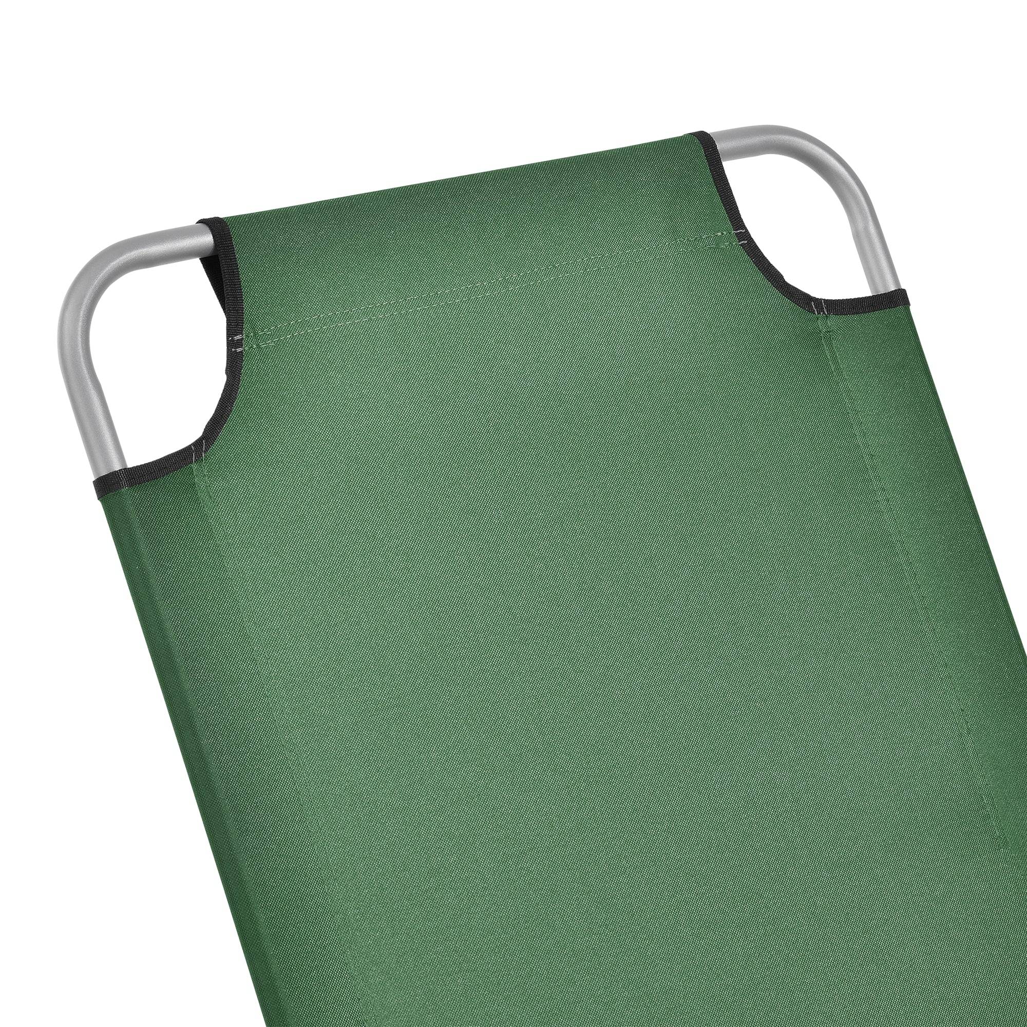 Helloshop26 - Transat bain de soleil inclinable acier polyester argenté mat vert foncé - Imagen 5