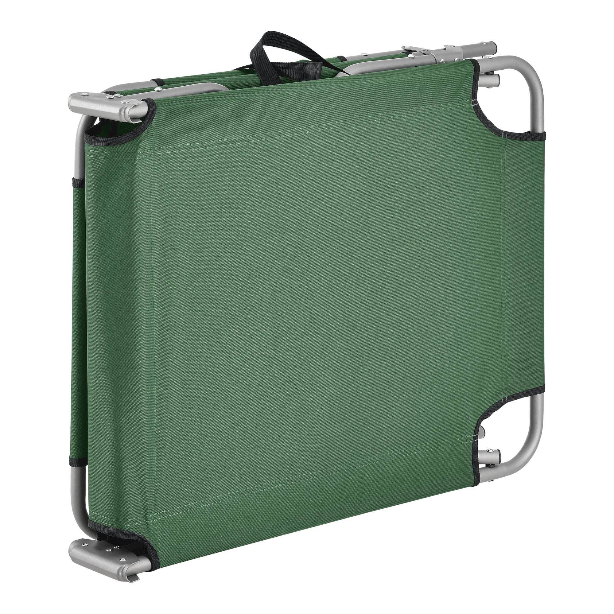 Helloshop26 - Transat bain de soleil inclinable acier polyester argenté mat vert foncé - Imagen 4
