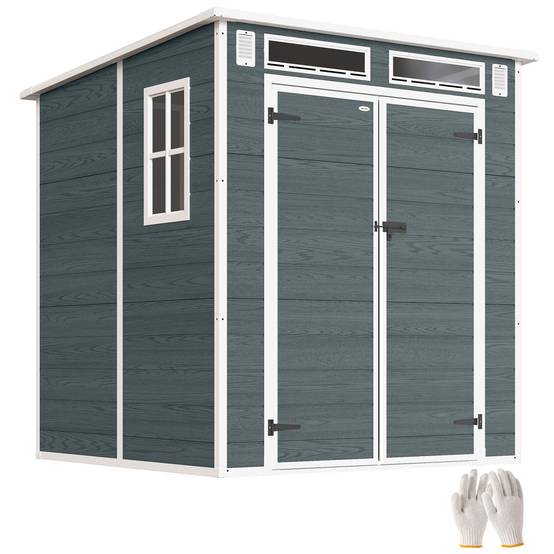 Abri de jardin résine gris 182 x 182 x 196 cm - PANGIVO - Image 1