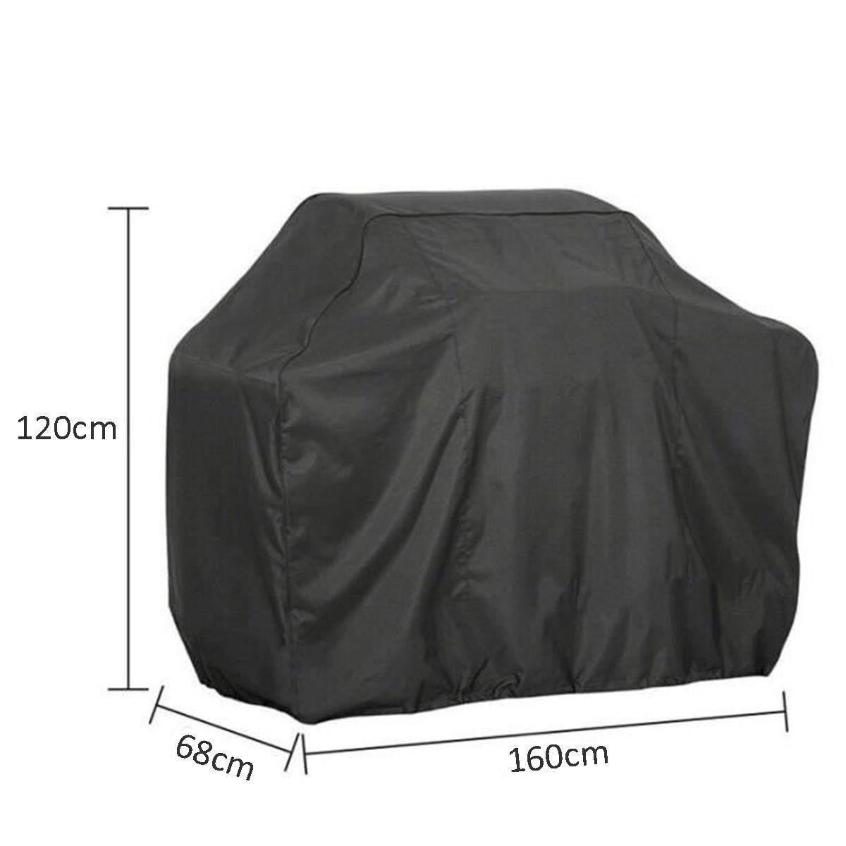 Housse Barbecue Exterieur 160 x 68 x 120 cm Housse de Protection Impermeable Noire - Bâche Barbecue Doublée Rembourrée - Imagen 2