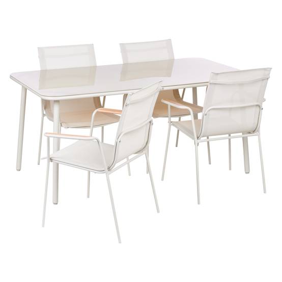 Set de salle à manger Acier Beige clair CARAVINO - Beliani - Image 1