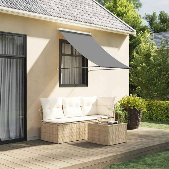 Store banne | Auvent rétractable anthracite 150x150 m tissu et acier Maison Chic - Image 2