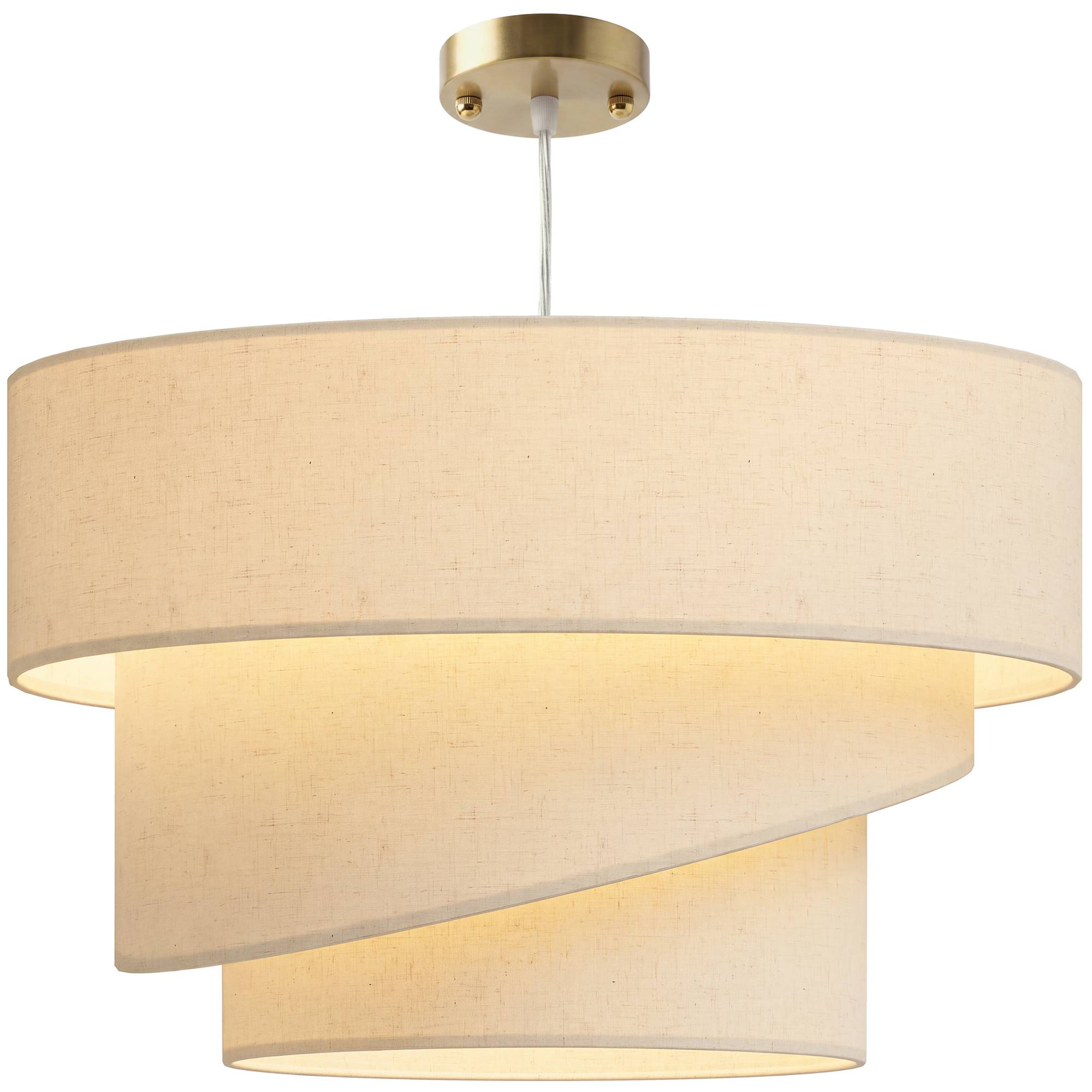 Sans Marque - Suspension 3 abat-jour lin plafonnier moderne hauteur réglable beige ampoules non incluses - Image 1