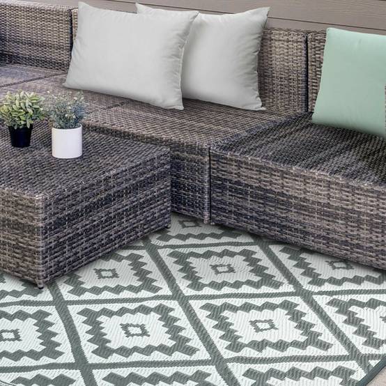 Terre Jardin - Tapis extérieur rectangulaire réversible 270 x 370 Gris - Imagen 4