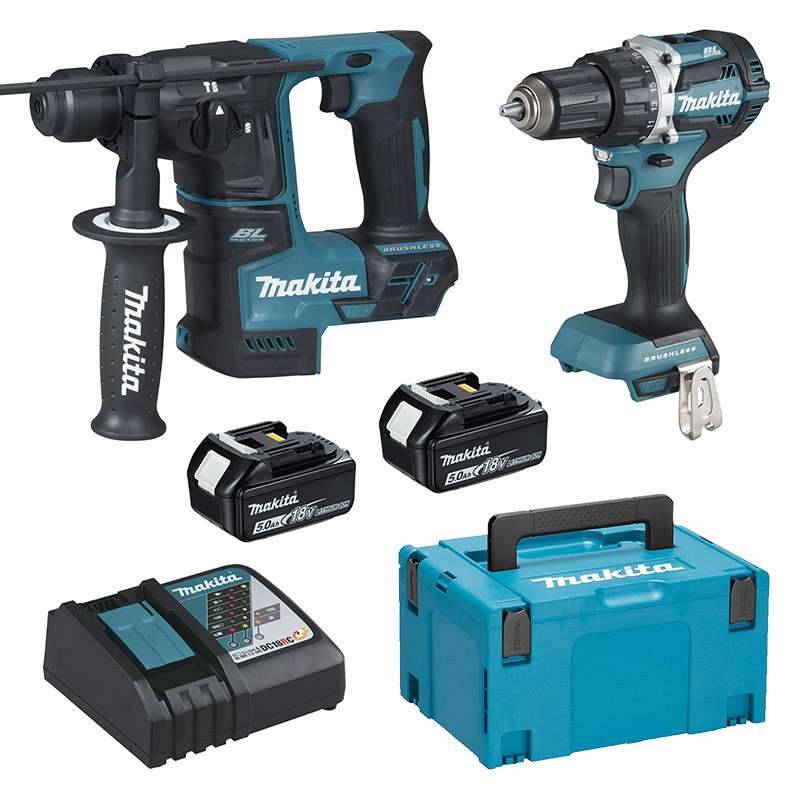 Makita - Ensemble de 2 machines 18V, Perceuse DDF484 + Perforateur DHR171 - MAKITA - avec 2 batteries 18V 5.0AH, chargeur rapide, MakPac - DLX2271TJ - Imagen 1