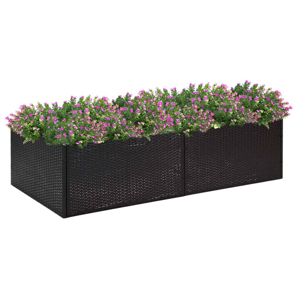 Jardinière, Bac à fleurs, Pot de fleurs Noir 157x80x40 cm Résine tressée - Image 2
