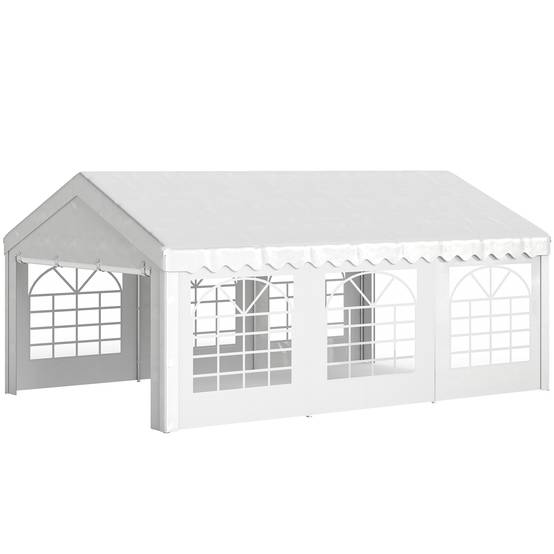Chapiteau barnum tente barnum tonnelle de réception chapiteau de jardin 6 x 4 x 2,8 m polyéthylène 8 fenêtres et acier galvanisé robuste blanc - Image 2