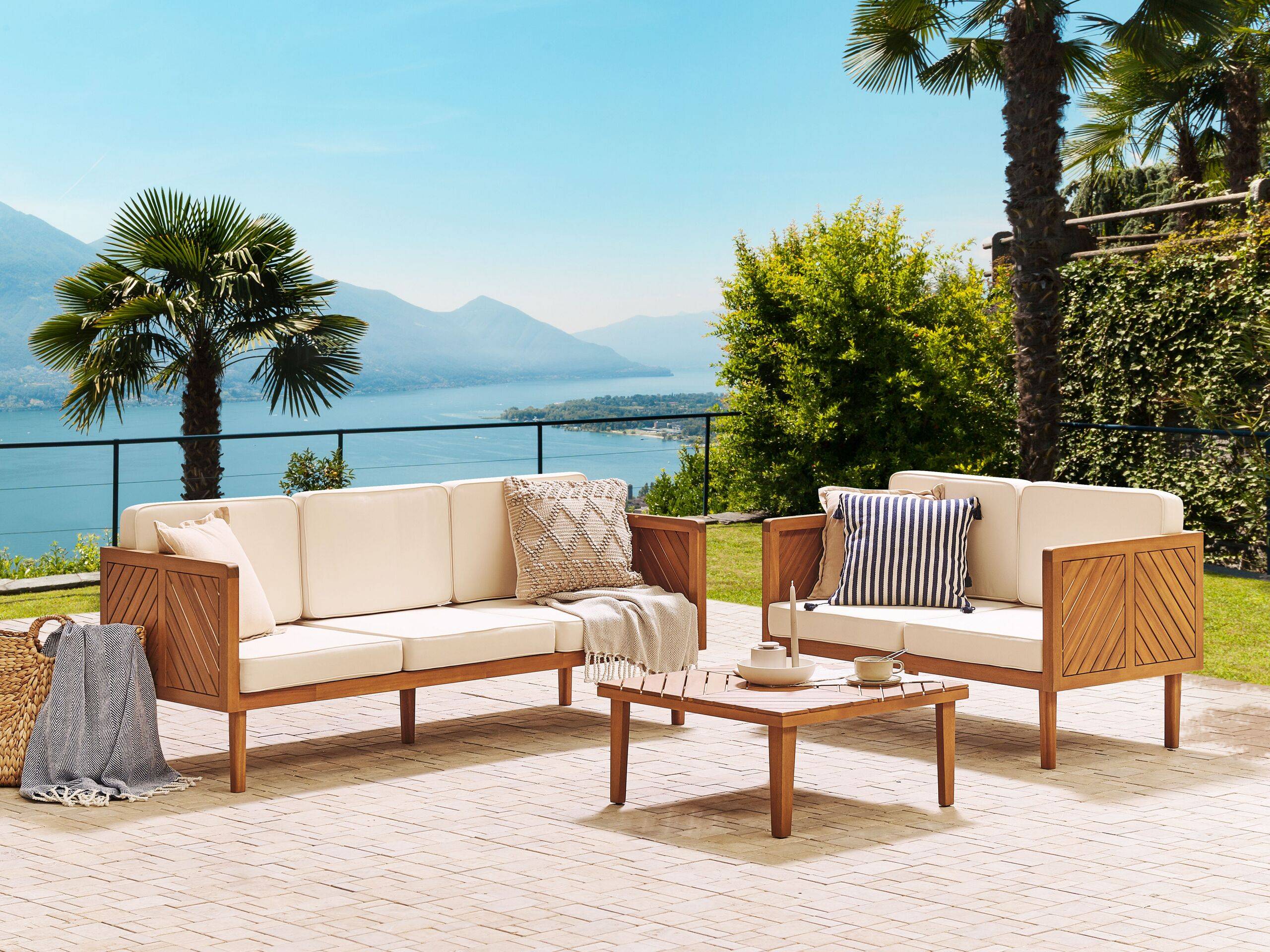 Beliani - Canapé de jardin, 3 Personnes Acacia Marron BARATTI - Beliani - Imagen 1