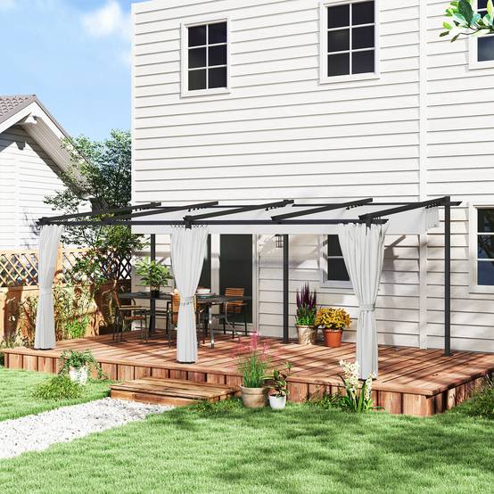 Pergola rétractable métal extérieur ombrage ajustable 582x292cm gris clair - ComfortXL Outdoor Living - Image 3