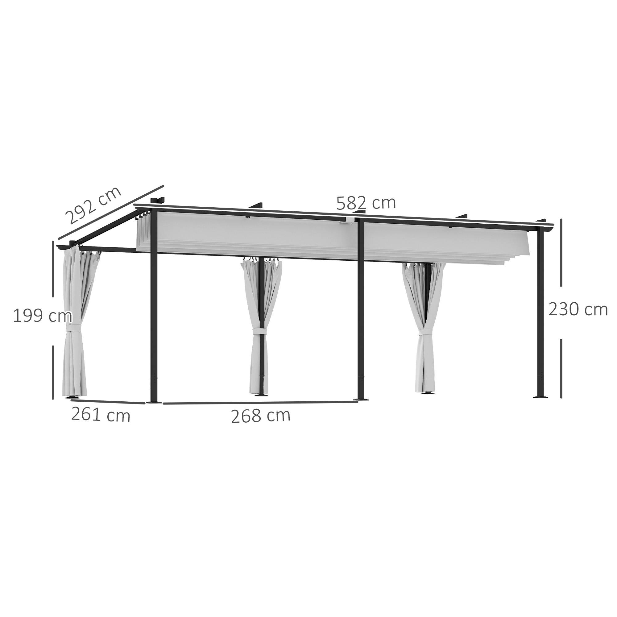 Pergola rétractable métal extérieur ombrage ajustable 582x292cm gris clair - ComfortXL Outdoor Living - Image 5