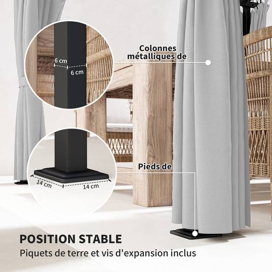 Pergola rétractable métal extérieur ombrage ajustable 582x292cm gris clair - ComfortXL Outdoor Living - Image 9