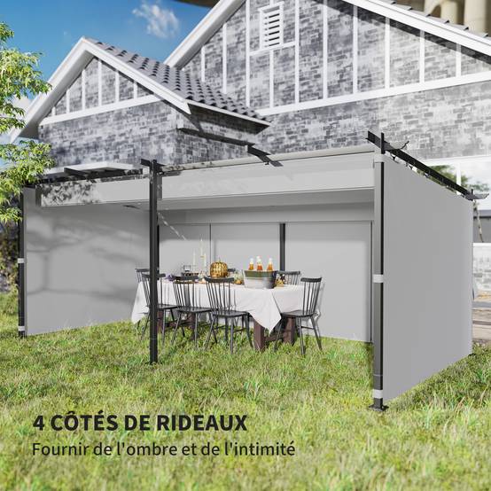 Pergola rétractable métal extérieur ombrage ajustable 582x292cm gris clair - ComfortXL Outdoor Living - Image 7