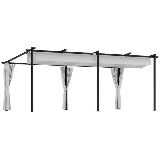 Pergola rétractable métal extérieur ombrage ajustable 582x292cm gris clair - ComfortXL Outdoor Living - Image 1