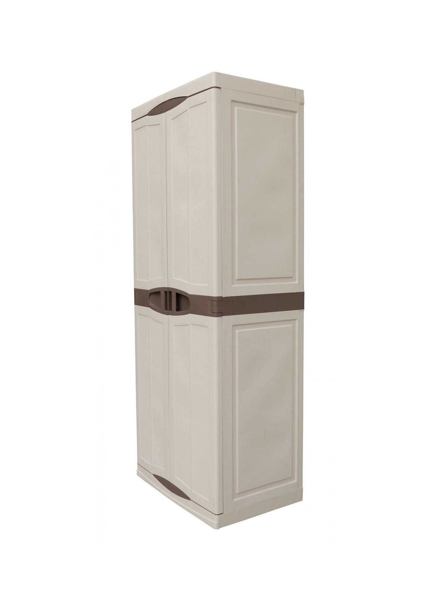 Dmora - Armoire d'extérieur Marchin, Armoire de balcon polyvalente, Armoire d'extérieur 2 portes, Beige et Marron, Finition élégante, 70x47h179 cm - Dmora - Imagen 5