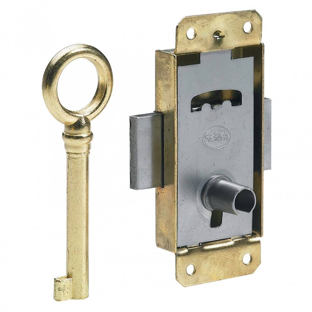 Serrure de meuble fer en applique HETTICH 15 mm réversible
