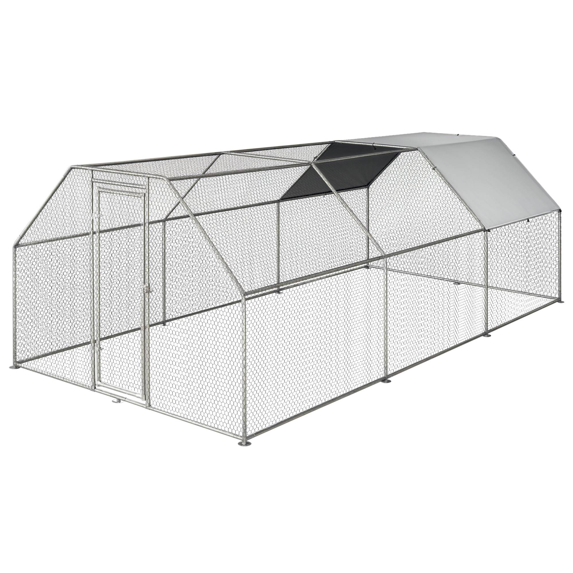 Enclos cage poules métal galvanisé étanche, porte, Oxford, 280x570x195 cm