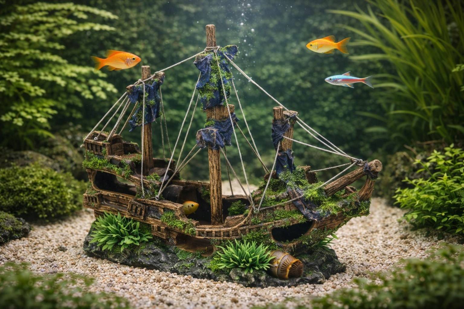 Décoration aquarium grande épave de navire cachettes poissons 31 cm - Image 2