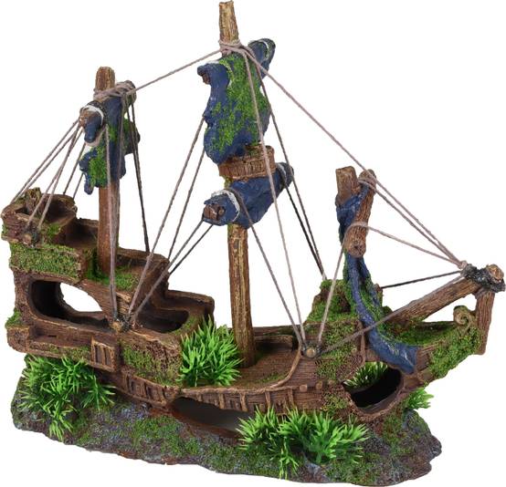 Décoration aquarium grande épave de navire cachettes poissons 31 cm - Image 1
