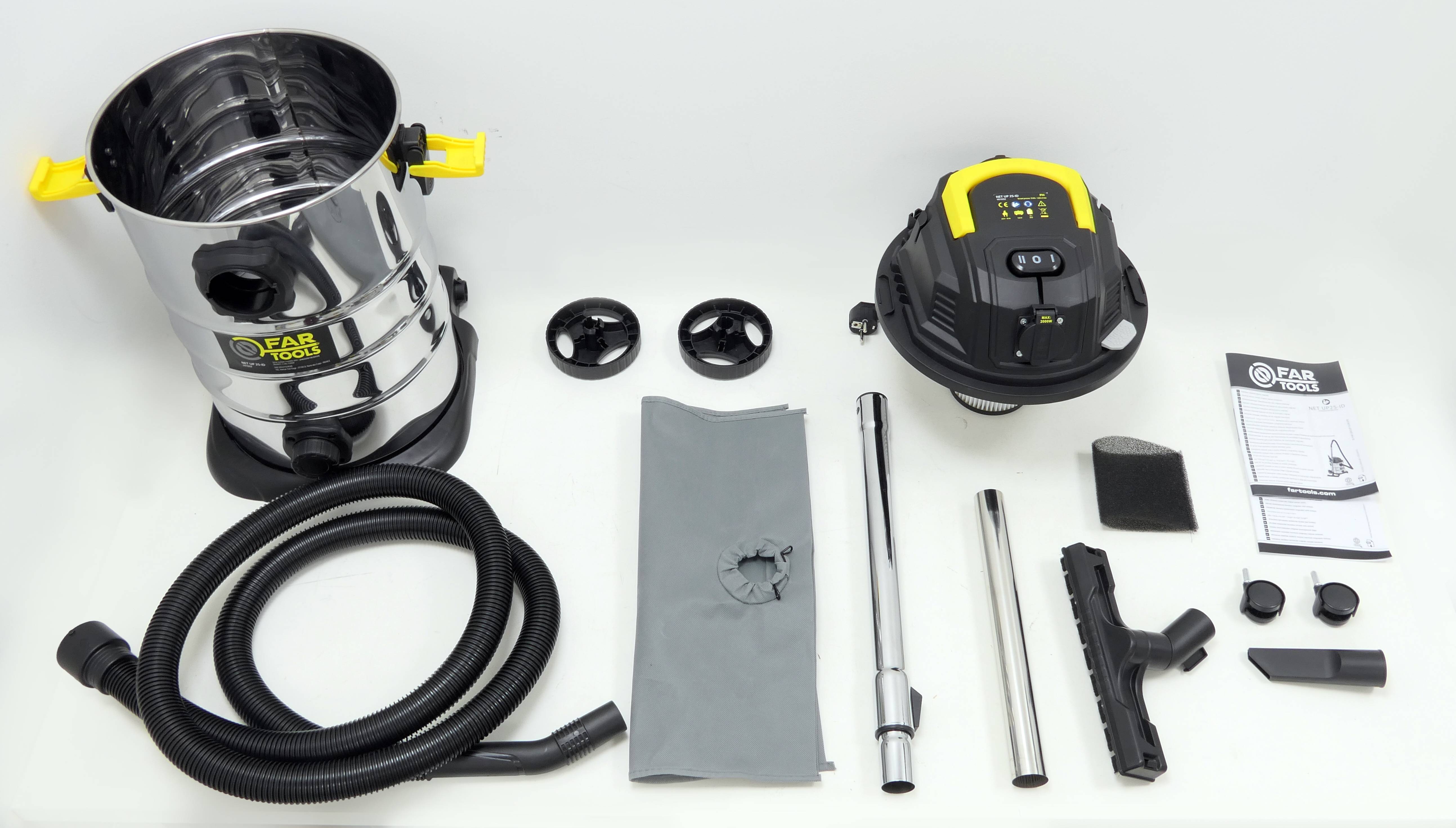 Aspirateur eaux & poussières 1400W cuve inox 25L avec prise asservie FARTOOLS - Imagen 2