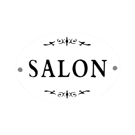 ~ Plaque de porte décorative vintage salon fer blanc noir 10.5x8cm Chemin de campagne - Image 1