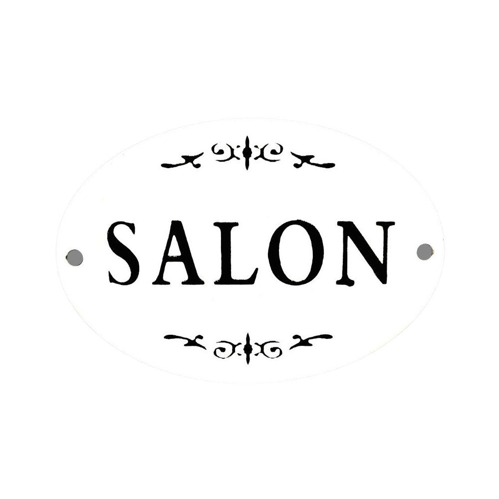 ~ Plaque de porte décorative vintage salon fer blanc noir 10.5x8cm Chemin de campagne - Image 1