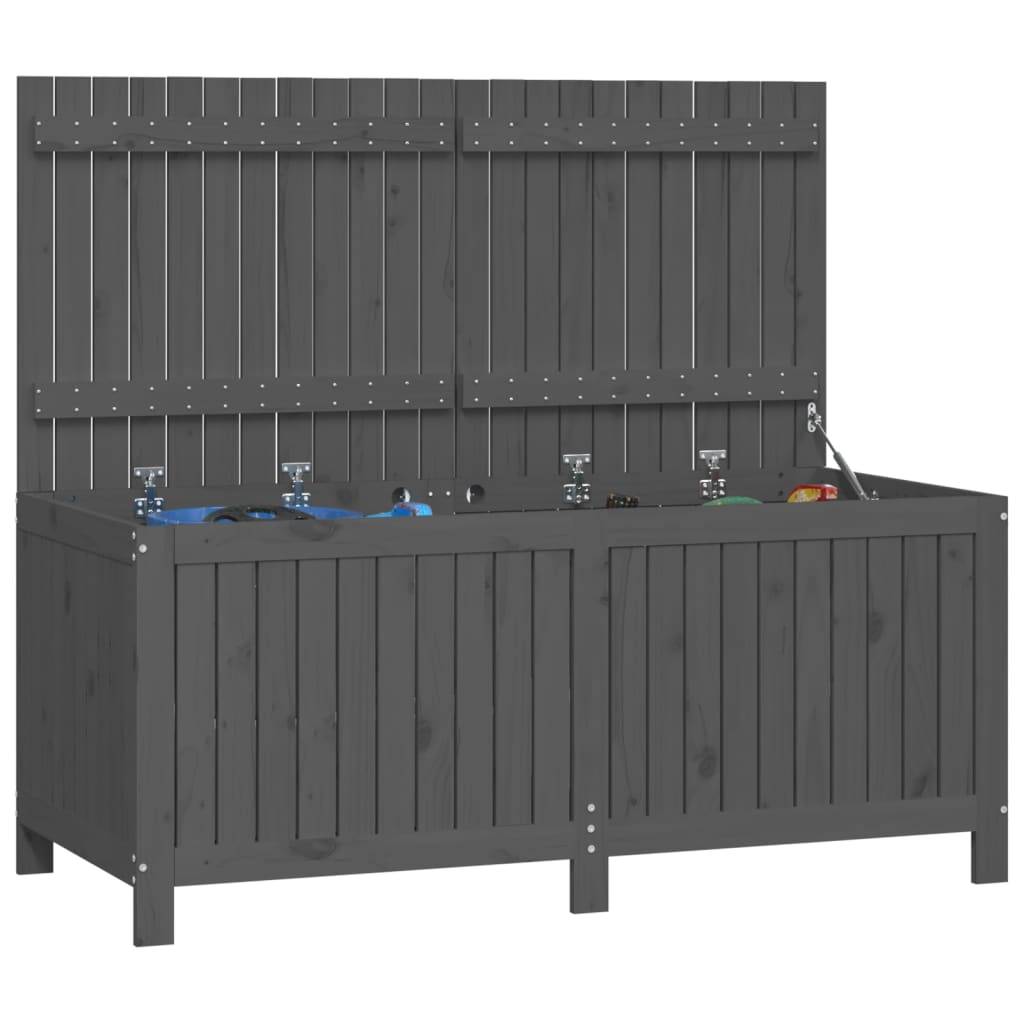 Boîte de Rangement Géante en Bois de Pin Massif avec Assistance Ouverture pour Extérieur Gris 147 cm – ComfortXL Outdoor Living - Image 4