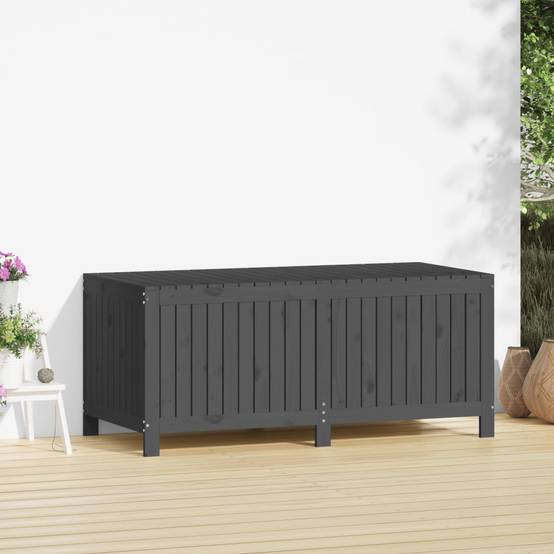 Boîte de Rangement Géante en Bois de Pin Massif avec Assistance Ouverture pour Extérieur Gris 147 cm – ComfortXL Outdoor Living - Image 3