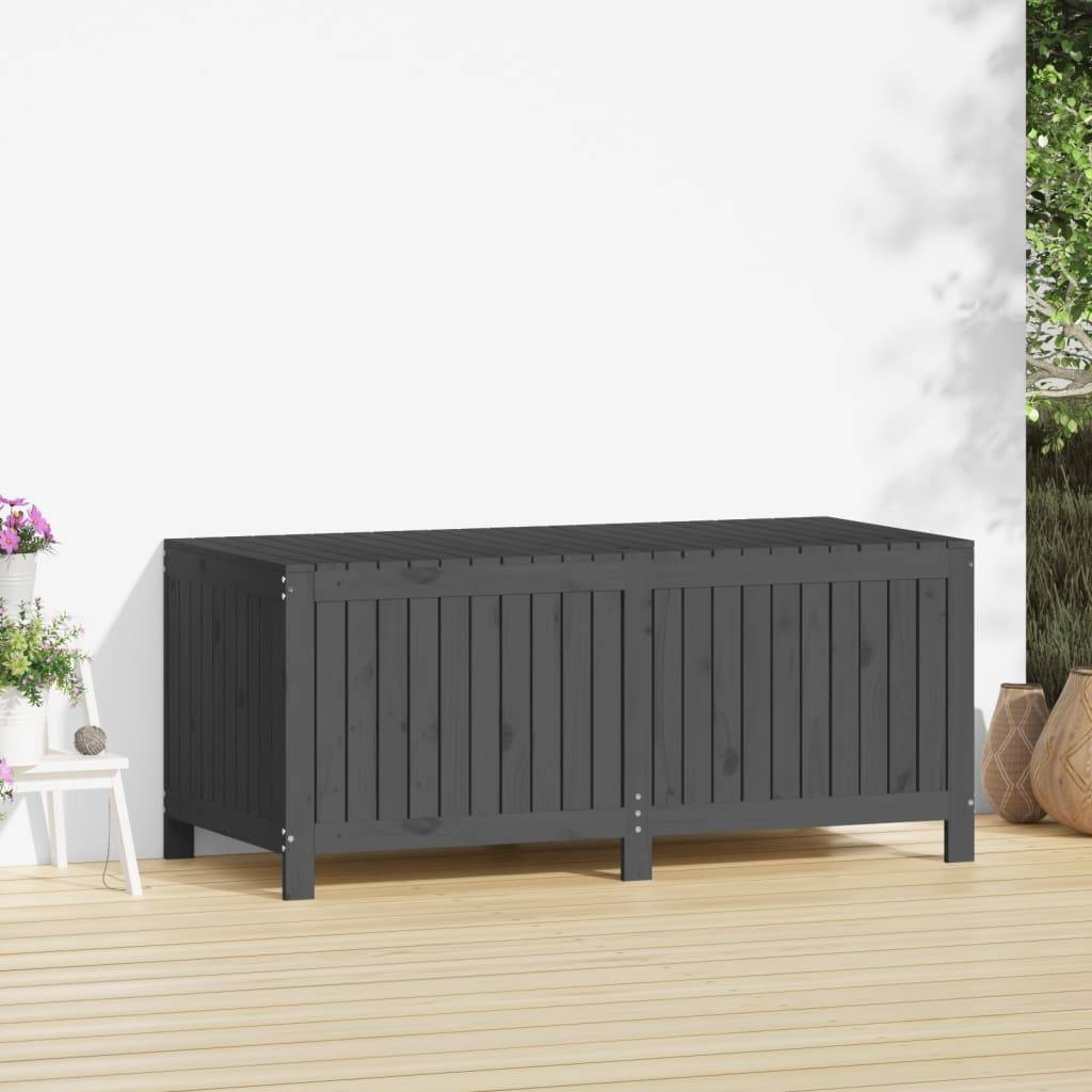 Boîte de Rangement Géante en Bois de Pin Massif avec Assistance Ouverture pour Extérieur Gris 147 cm – ComfortXL Outdoor Living - Image 3