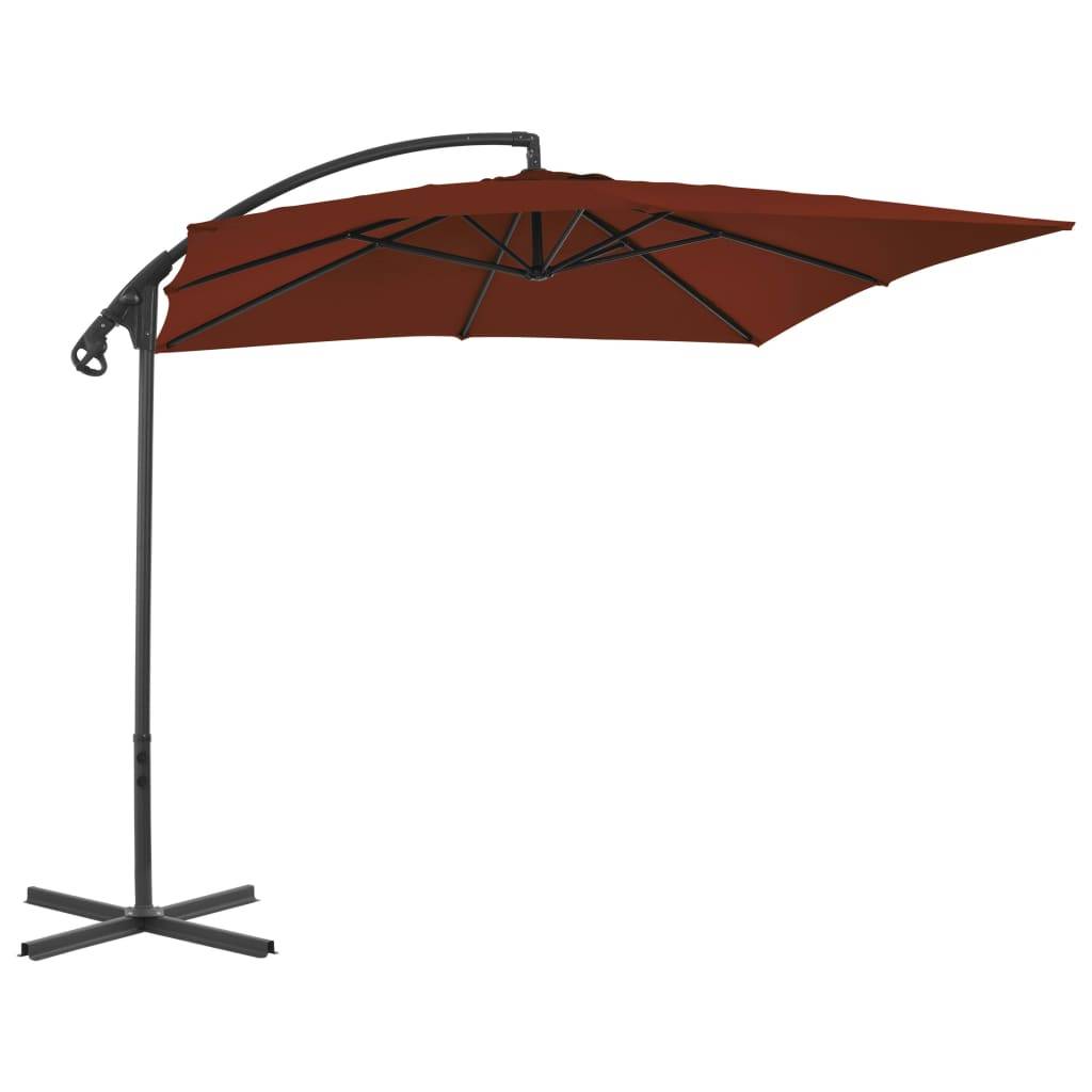 Helloshop26 - Parasol meuble de jardin déporté avec mât en acier 250 x 250 cm terre cuite - Imagen 3