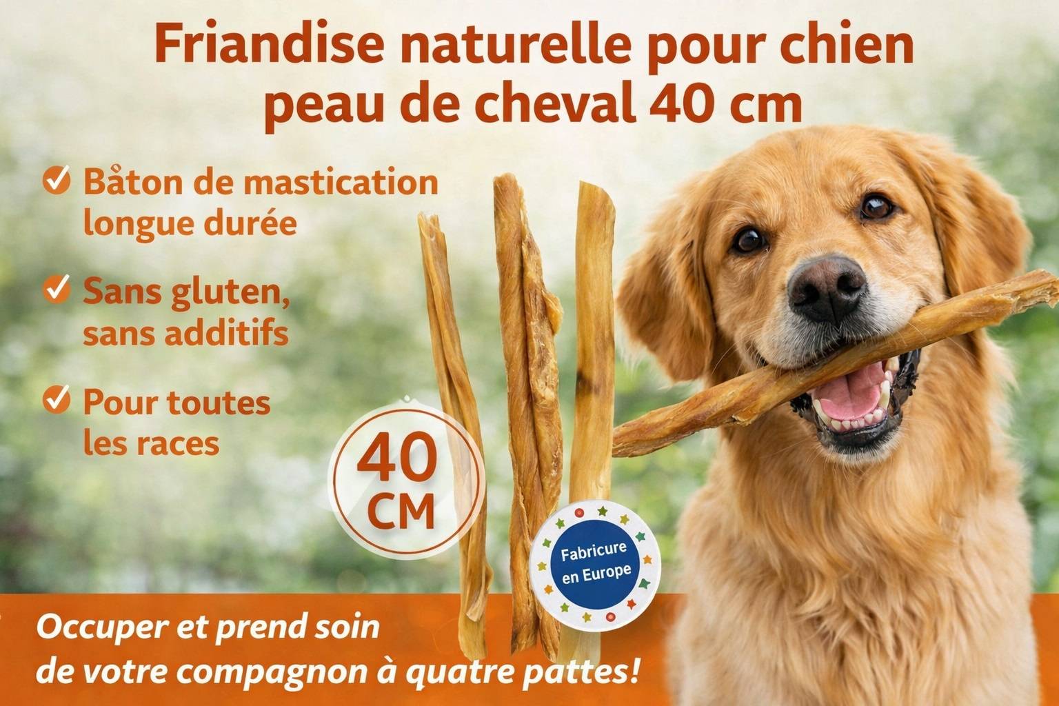 Friandise chien Nature Peau de cheval 40 cm - Image 4