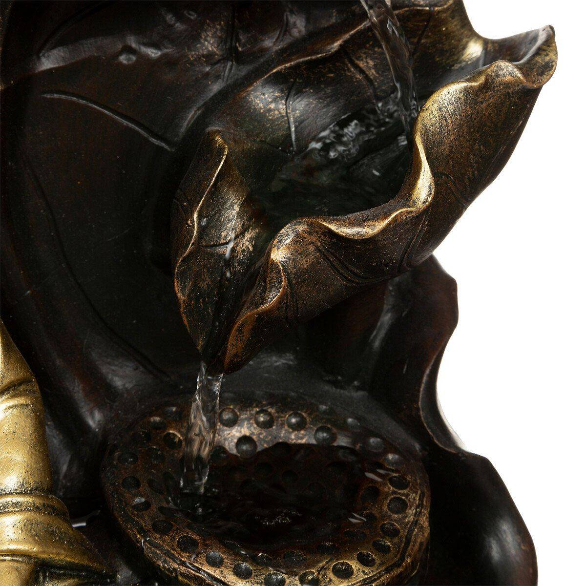 Fontaine & Bouddha Déco "Kalyani" 39cm Noir & Or - Image 3