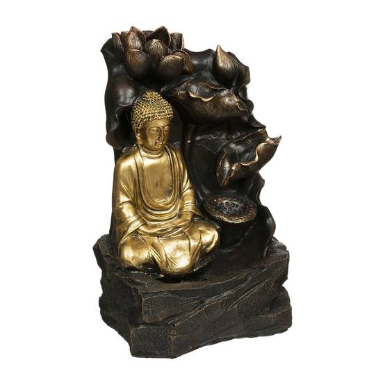 Fontaine & Bouddha Déco "Kalyani" 39cm Noir & Or - Image 1