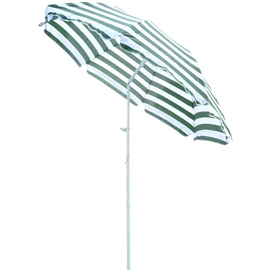 Parasol de plage parasol inclinable octogonal Ø 180 cm - 180x180x200cm polyester vert&blanc fr172 - Image 1