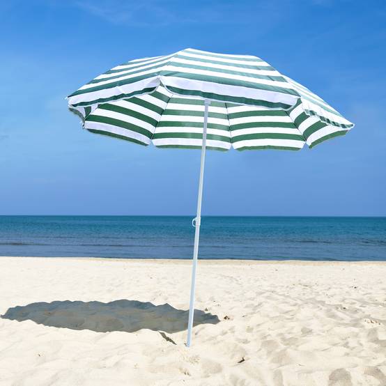 Parasol de plage parasol inclinable octogonal Ø 180 cm - 180x180x200cm polyester vert&blanc fr172 - Image 4