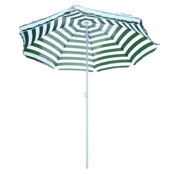 Parasol de plage parasol inclinable octogonal Ø 180 cm - 180x180x200cm polyester vert&blanc fr172 - Image 2