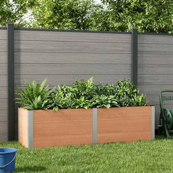 ComfortXL - Jardinière surélevée WPC aluminium jardin terrasse potager 200cm marron - ComfortXL Outdoor Living - Image 1