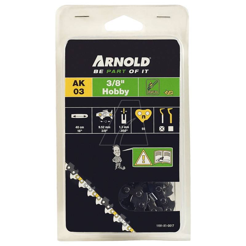 Arnold - Chaîne de tronçonneuse 3/8",1,3 mm - 55 maillons d’entraineurs - gouges demi-rondes Arnold