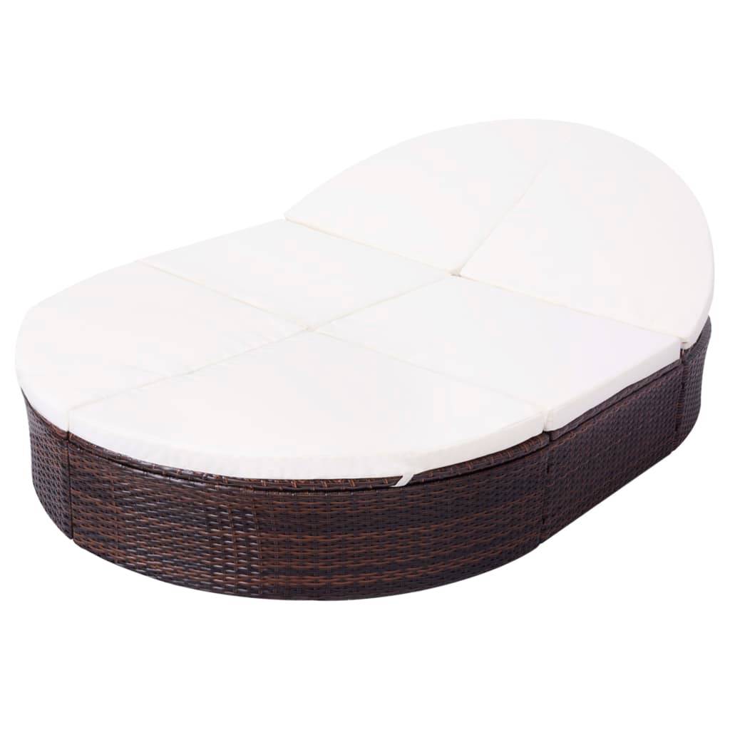 Vidaxl - Lit de repos d'extérieur avec coussin Résine tressée Marron vidaXL 42939 - Image 4