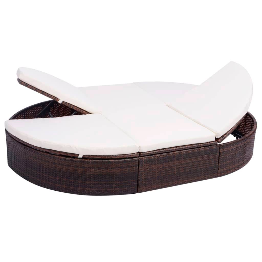 Vidaxl - Lit de repos d'extérieur avec coussin Résine tressée Marron vidaXL 42939 - Image 1