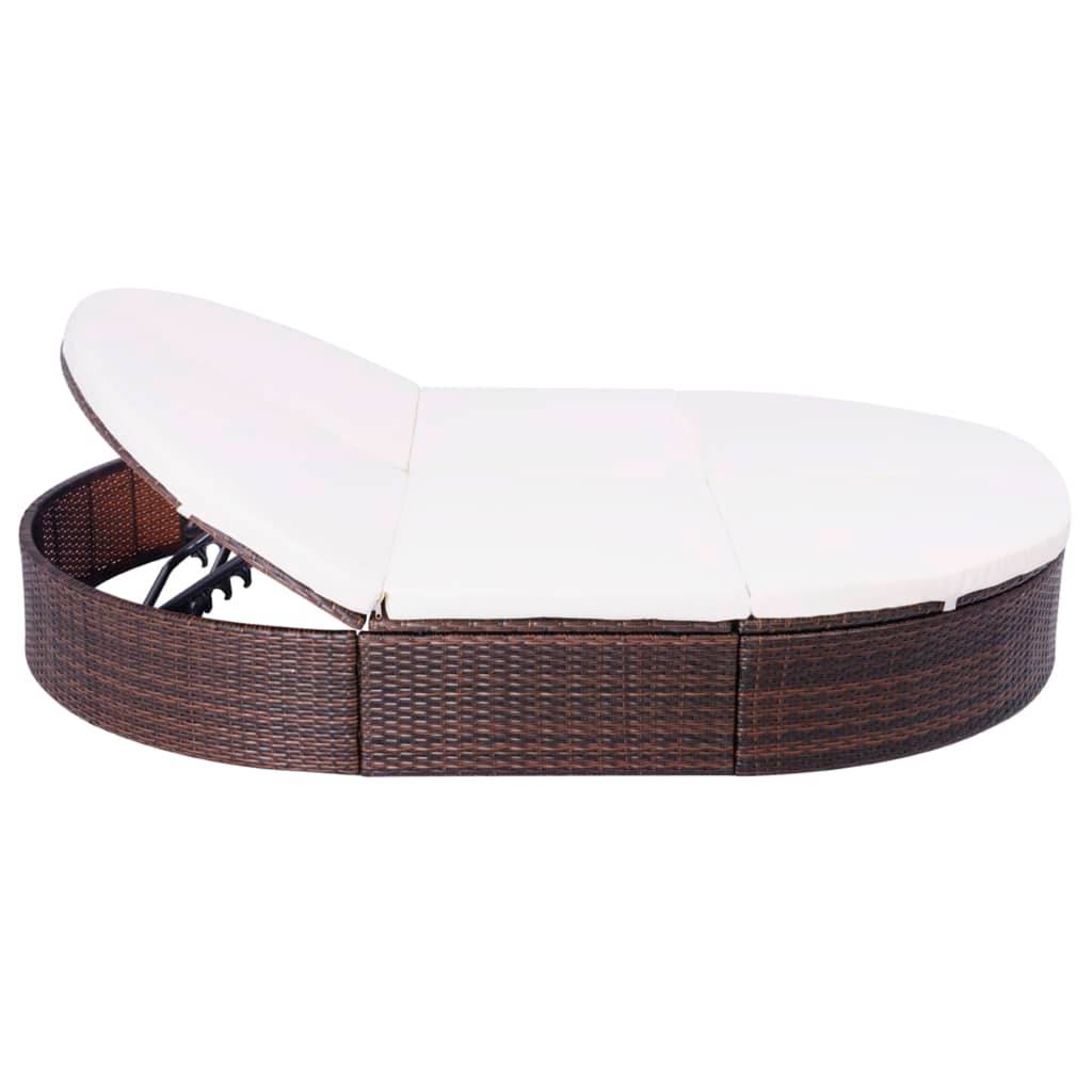 Vidaxl - Lit de repos d'extérieur avec coussin Résine tressée Marron vidaXL 42939 - Image 5
